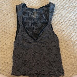 Free People Black Textured Tank Top